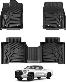 3w 710436210187 Floor Mats Fit 2022-2026 Toyota Tundra 2. 22-26 Black
