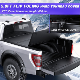 2022m42381zv0824 5.7ft Bed Flip Foling Tonneau Cover Frp For 2009-2018 Dodge Ram 1500 Low Profile