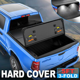 30501m42303d 5ft Bed Tri-fold Truck Tonneau Cover For 20 Jeep Gladiator With Led Lamp Us Patent