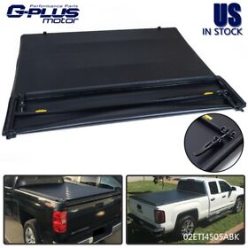 Gpl1774587 8ft Long Bed Lock Soft Four-fold Tonneau Cover Black Fit For 1999-2007 Chevy Gmc
