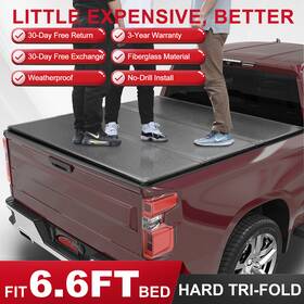 Ash038 Acesrak Fiberglass Tonneau Cover For 6.6ft 2007-2025 Silverado Sierra 1500 Hard Tri-fold