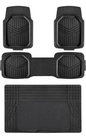 812032627 Amazon Basics 4-piece Heavy Duty Pvc Floor Mats With Cargo Liner Black