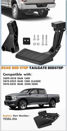 Asoparts 1500/2500/3500-75306-01a Rear Bed Step Compatible With 2009-2018 Dodge Ram 1500 2500/3500 Exclud