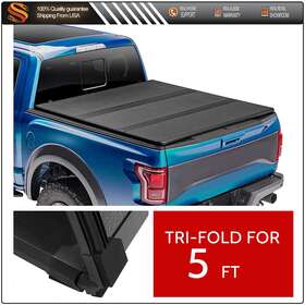 Aut16525200us Aut Hard Tri Fold Tonneau Cover For 2020-2022 Jeep Gladiator Jt 5ft Truck Bed