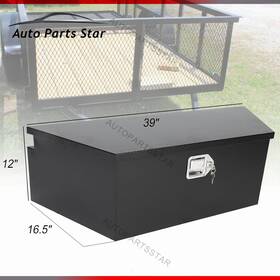 Vr3166 Autopartsstar 39 Inch X12 X16.5 Black Heavy Duty Steel Tongue Truck Trailer Tool Box With Lock And Key