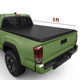 Beyshzv81x Autosaver88 5 Ft Soft 3-fold Tonneau Cover For 2005-2015 Toyota Tacoma Truck Bed On Top