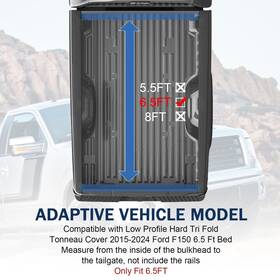 Autostore2023 Lt014 6.5 Ft Bed Tonneau Cover Hard Tri Low Profile For Fold 2015-2024 Ford F150