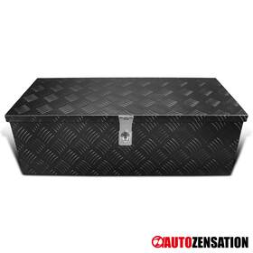 Autozensation 841808177347 30 Inch Heavy Duty Black Aluminum Tool Box Truck Storage Trailer Organizer With Lock
