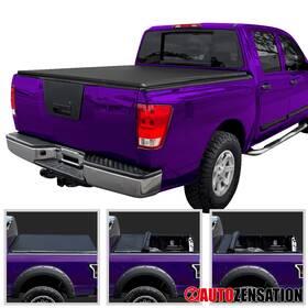 Autozensation 841808198885 Fit 2004-2015 Titan 5.5ft Soft Roll-up Standard Truck Bed Tonneau Cover With Lamp
