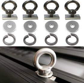 Auxphome 744591867313 4 Pack Heavy-duty Stainless Steel Eye Bolt Tie Down Anchor Kit For Silver