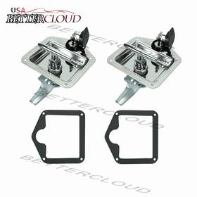 C13186 Bettercloud 2pcs Stainless Steel Trailer Door Latch Replacement With Keys Gasket 4.88 Inch X 4.75
