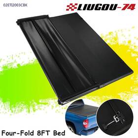 Big10027 Big-wheel 8ft Long Truck Bed 4-fold Tonneau Cover On Top Fit For 2007-2013 Toyota Tundra
