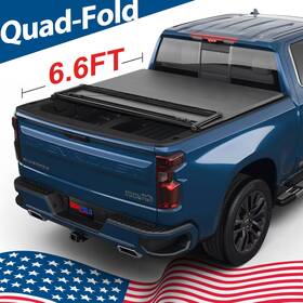 Bftt034 Bokfold Soft Quad-fold Bed Cover Tonneau For 2007-13 Silverado 1500 2500 Hd 6.5ft
