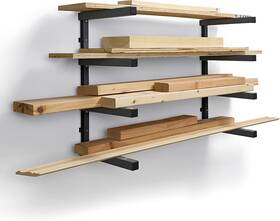 Pbr-004b Bora 4-level Lumber Storage Rack Wood And Garage Black Gray