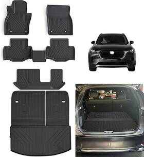 As24cx90-fu Brand Asinri Floor Liners And Cargo Backrest 2024 Mazda Cx-90 Only 8 Seats Black