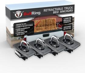 4025-2 Bull Ring Retractable Truck Bed Tie Down Anchors For Pack Of 2 Pair Black