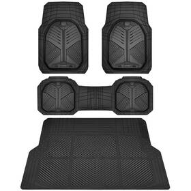 Hb447yy-bk1zz-dhb Car Pass Jd012 3p Heavy Duty Rubber Mats With Cargo Liner All Black Full Set