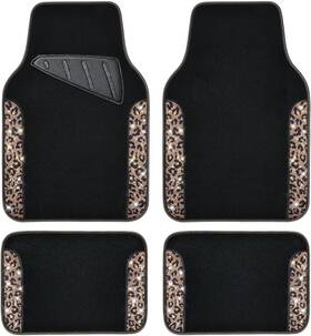 Zt-0606-gd0bw-dt4 Car Pass Bling Diamond Floor Mats Shining Rhinestone Carpet Gold Leopard