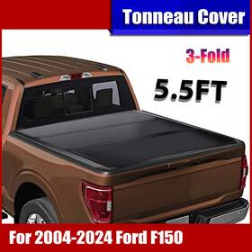 101m4210102e Carparts Love Auto Tonneau Cover Truck Bed 5.5ft For 2015-2024 Ford F-150 Hard 3-fold With Led Lamp