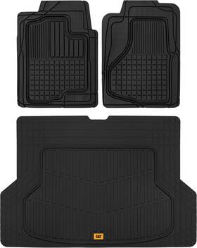 Camt-9401-bk Cat Camt-150-bk Large Front Heavy-duty Rubber Floor Mats And Cargo Trunk Liner Mat Black