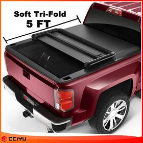 Ze1159698716798301g Cciyu Tonneau Cover Truck Bed 5ft For 2005-2015 Toyota Tacoma Soft Tri-fold Black