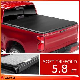 Ze152308ge Cciyu Soft Tri Fold Tonneau Cover 5.8ft For 2019-2024 Chevy Silverado/gmc Sierra 1500