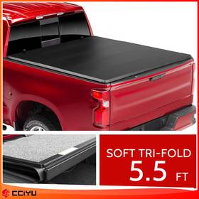 Ze154188ge Cciyu Tonneau Cover 5.5ft Soft Tri-fold For 2022 2023 2024 Toyota Tundra Excl.trail
