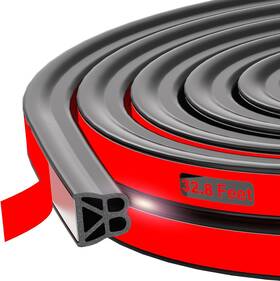 2403 Chuanji 710946660953 Car Door Seal Strip 32.8ft Weather Stripping Double Layer Black
