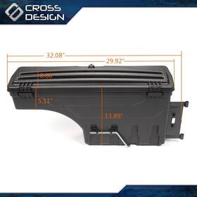 Ht-02isc3706lbk Crossdesign Truck Bed Storage Box Toolbox Left Side Fit For 02-18 Dodge Ram 1500 2500 3500