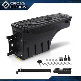 Ht-02isc4553lbk Crossdesign Truck Bed Storage Box Left Fit For Chevy Silverado And Gmc Sierra 1500 2500 3500