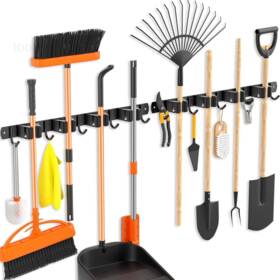 Lholder01 Domaxcai Broom Holder Wall Mount 2 Pack Improved Non-slip Mop And Black