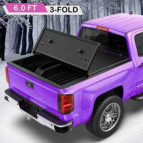 M042145-b8 Earthauto 6.5ft Hard Solid Frp Pp Truck Bed Tonneau Cover 3-fold For 15-24 Ford F150