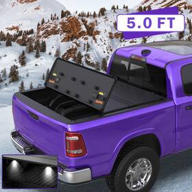 M042407b8 Earthauto 5ft 3fold Hard Truck Bed Tonneau Cover For 24-26 Toyota Tacoma Extra Short