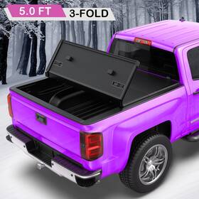 M042741b8 Earthauto 5ft Hard Tri-fold Tonneau Cover With Led For 2017-2026 Honda Ridgeline Pickup
