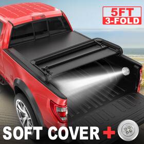 101m32409y-e Everestco Truck Tonneau Cover For 2024 2025 Toyota Tacoma 5ft Bed Tri-fold With Led Lamp