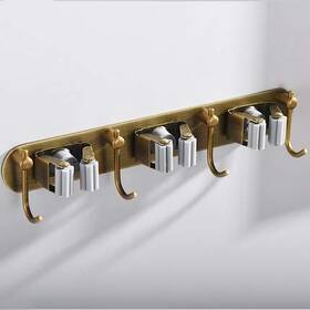 482-780-515 Fiunkes Mop Broom Holder Wall Mount Garden Tool Organizer Brass Heavy Duty