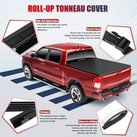 Fl16662400at Flatroad Soft Roll-up Truck Bed Tonneau Cover Fits 2004-2008 Ford F150 6.5ft