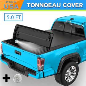 M32107yc4 Forceauto 5ft Tri-fold Bed Soft Tonneau Cover For 19-22 Ford Ranger Truck Lamp On Top New