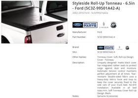 5c3z-99501a42-a Ford 02-10 F-250/f-350 Super Duty Roll-up Tonneau Cover 6.5ft Bed