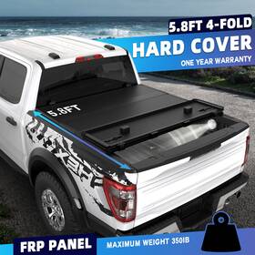 120sc204234102 Freeauto 5.7/5.8ft 4-fold Frp Hard Tonneau Cover For 2009-2024 Dodge Ram 1500 Truck Bed