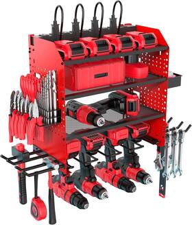 Ft-hso001-rd Furtime Heavy Duty Power Tool Organizer Wall Mount With Charging Station 4 Layer Red