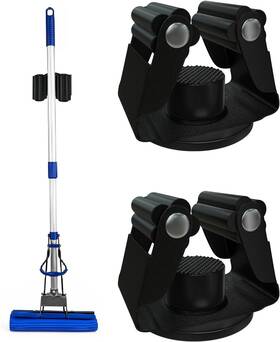 Fywz-2pc Fywz Magnetic Mop Holder No Drilling Broom 2 Pack-black Black