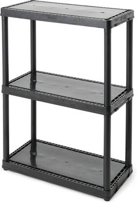 91019maxit-1c-54 Gracious Living 3 Shelf Fixed Height Solid Light Duty 1 Pack - Black