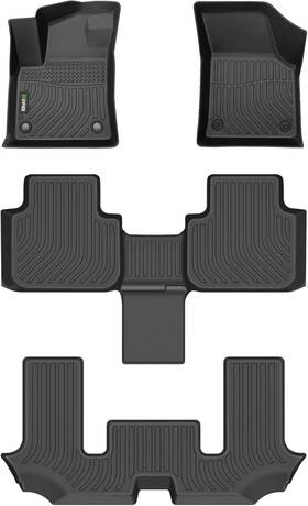Hafidi 758347125954 Floor Mats Fit For 2018-2024 2025 Vw Atlas 6 Passenger Bucket Black