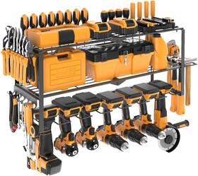 240318 Hcioan Large Power Tool Organizer Wall Mount Shelf System Battery Black