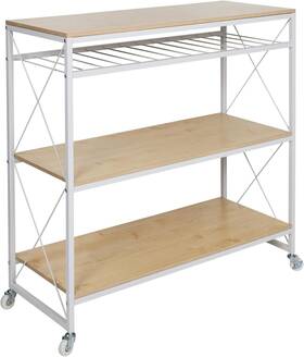 Shf-09512 Honey-can-do Rolling Kitchen Island White/oak White 150 Lbs