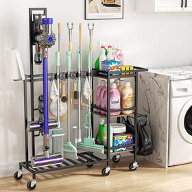 Hs0506 Housolution Cleaning Utility Cart On Wheels Multifunctional Black