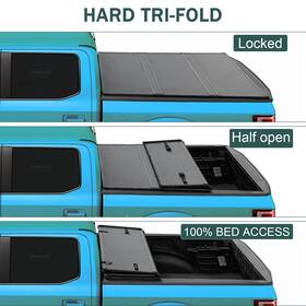 319-h82014-ry Hqs 6.5ft Upper Tri-fold Hard Tonneau Cover For 2015-2023 Ford F-150 Long Truck Bed