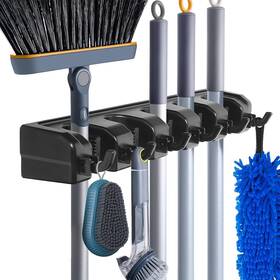 Hyrixdirect 792541899556 Wall Mount Broom Mop Holder Hanger Garden Tool Organizers Black