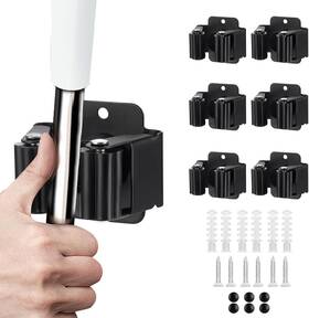 Bmh-05 Jamend Clxp 6pcs Broom And Mop Holder Heavy Duty Garden Tool Organizer 6 Matte Black